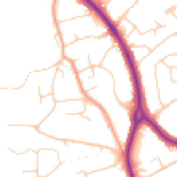 Daytime road noise heatmap for BN20 9HW