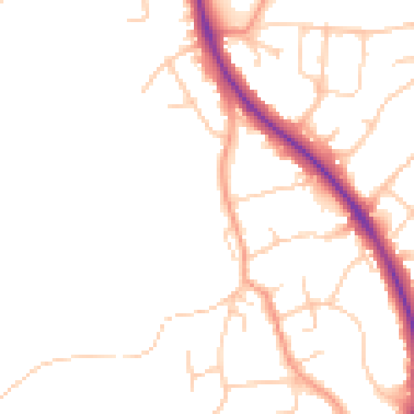Daytime road noise heatmap for BN20 9JD