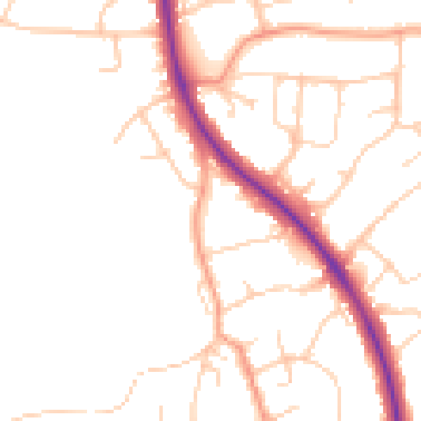 Daytime road noise heatmap for BN20 9JE