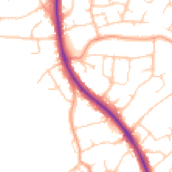 Daytime road noise heatmap for BN20 9LB