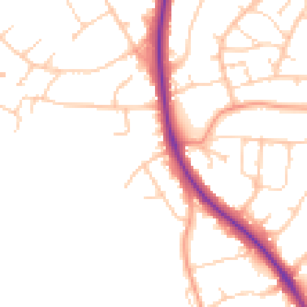 Daytime road noise heatmap for BN20 9LG