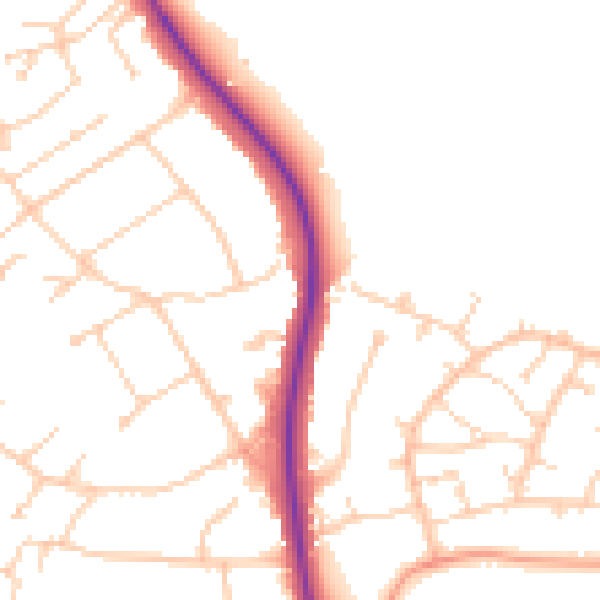 Daytime road noise heatmap for BN20 9NE