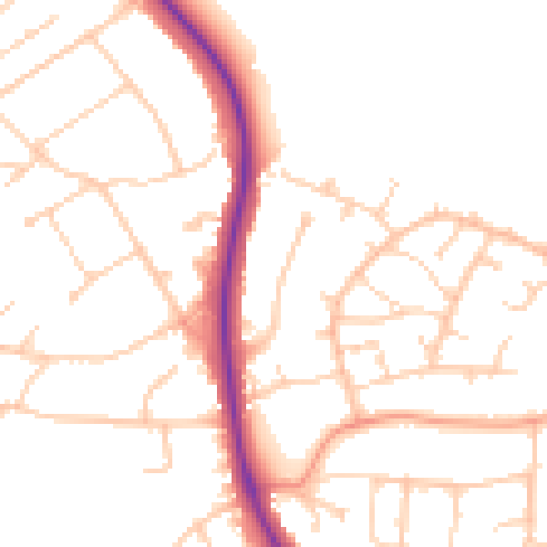Daytime road noise heatmap for BN20 9NJ