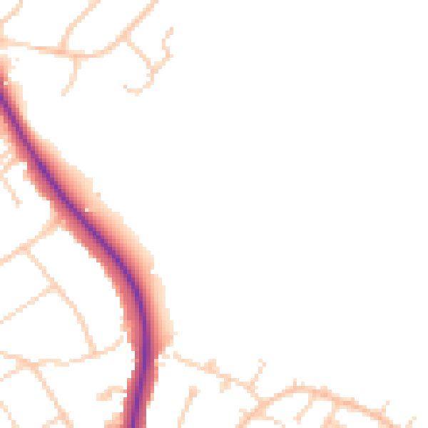Daytime road noise heatmap for BN20 9NY