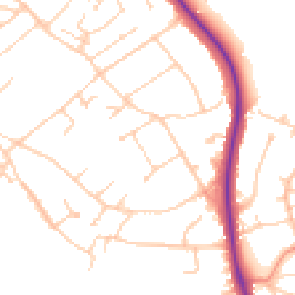 Daytime road noise heatmap for BN20 9PT