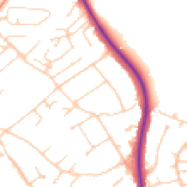Daytime road noise heatmap for BN20 9QG