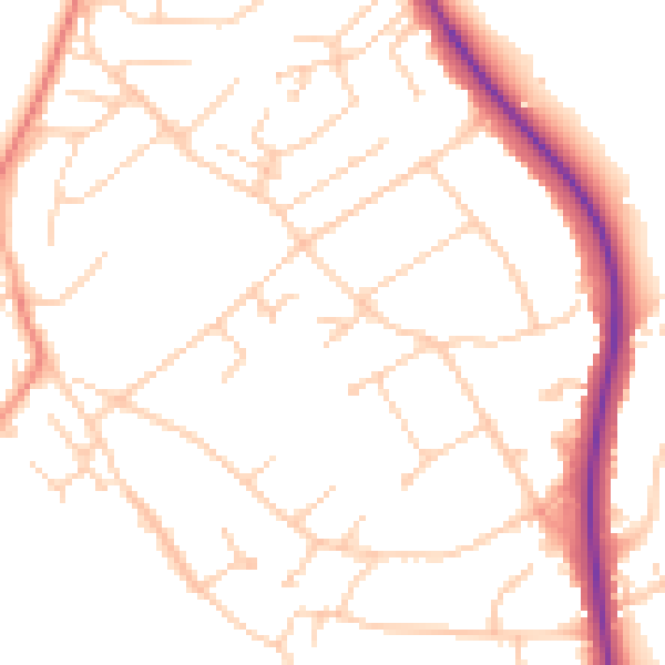 Daytime road noise heatmap for BN20 9QH