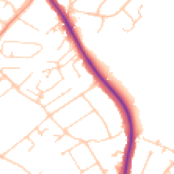 Daytime road noise heatmap for BN20 9QS