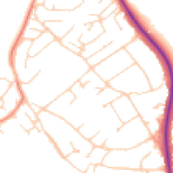 Daytime road noise heatmap for BN20 9QY