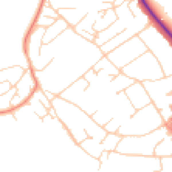 Daytime road noise heatmap for BN20 9RB