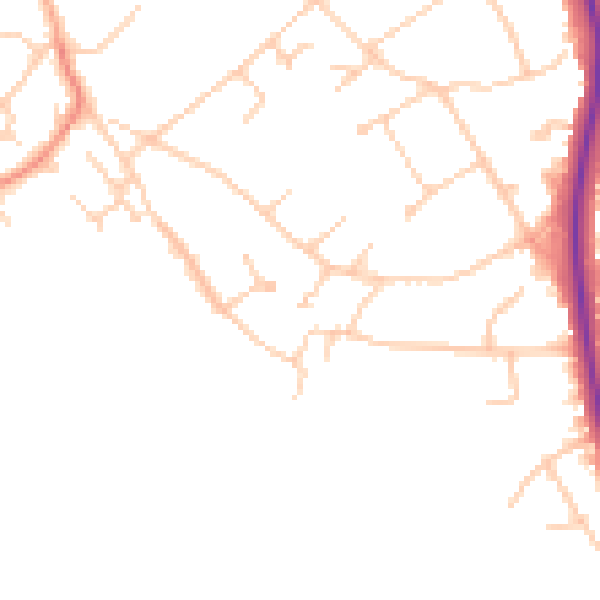 Daytime road noise heatmap for BN20 9RQ