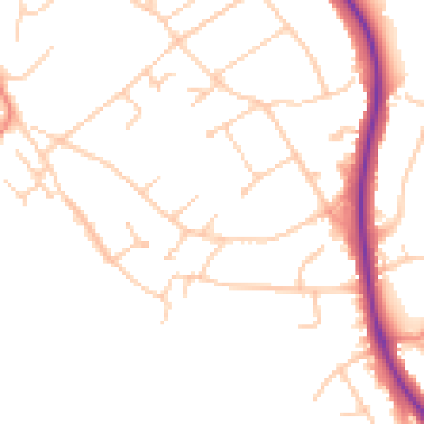 Daytime road noise heatmap for BN20 9RR