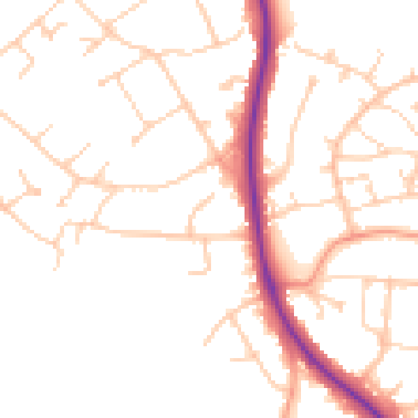 Daytime road noise heatmap for BN20 9ST