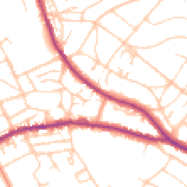 Daytime road noise heatmap for BN21 1AE