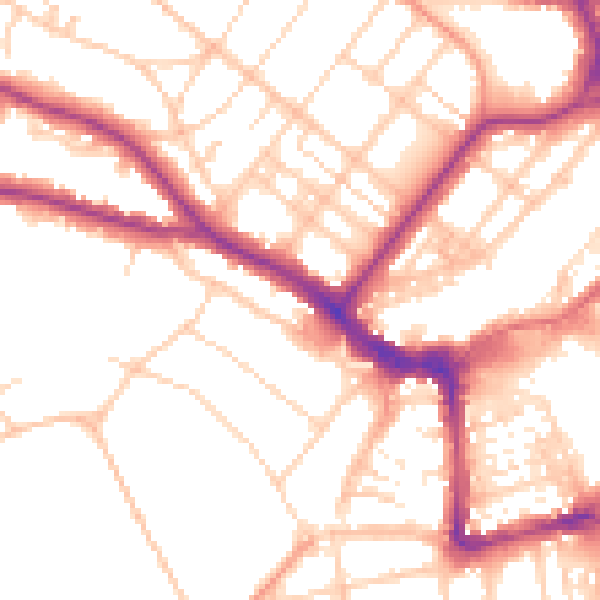 Daytime road noise heatmap for BN21 1AF
