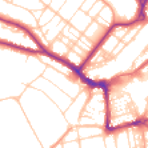 Daytime road noise heatmap for BN21 1AH