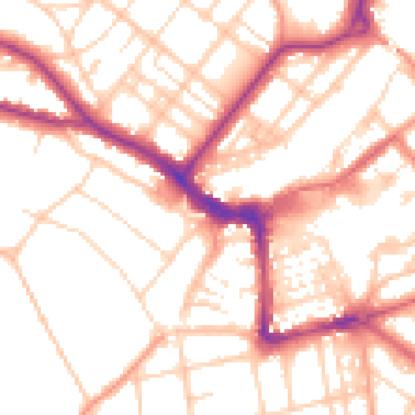 Daytime road noise heatmap for BN21 1BA