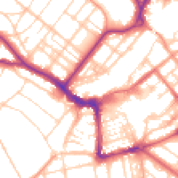 Daytime road noise heatmap for BN21 1BD