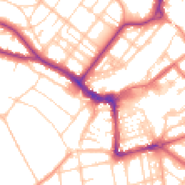 Daytime road noise heatmap for BN21 1BE