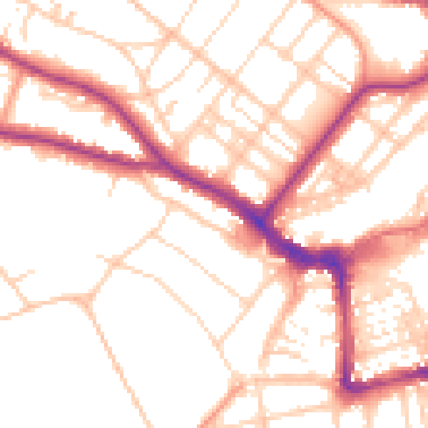 Daytime road noise heatmap for BN21 1BT