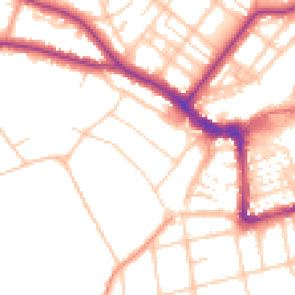 Daytime road noise heatmap for BN21 1DJ