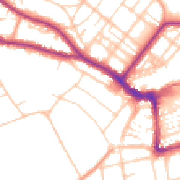 Daytime road noise heatmap for BN21 1DL