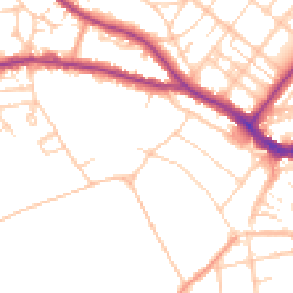 Daytime road noise heatmap for BN21 1DP