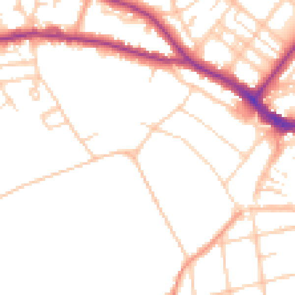Daytime road noise heatmap for BN21 1DR
