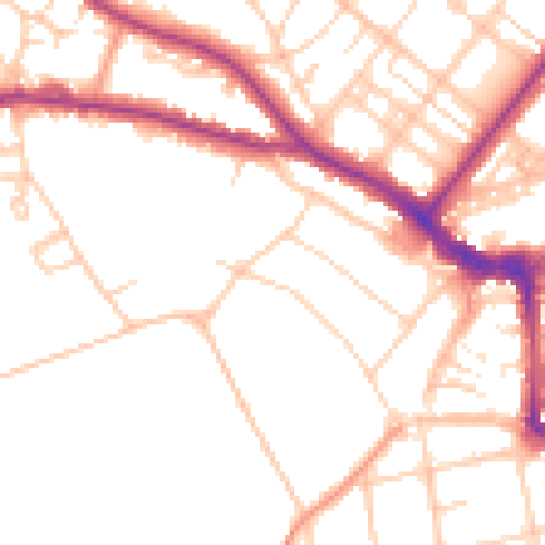 Daytime road noise heatmap for BN21 1DT