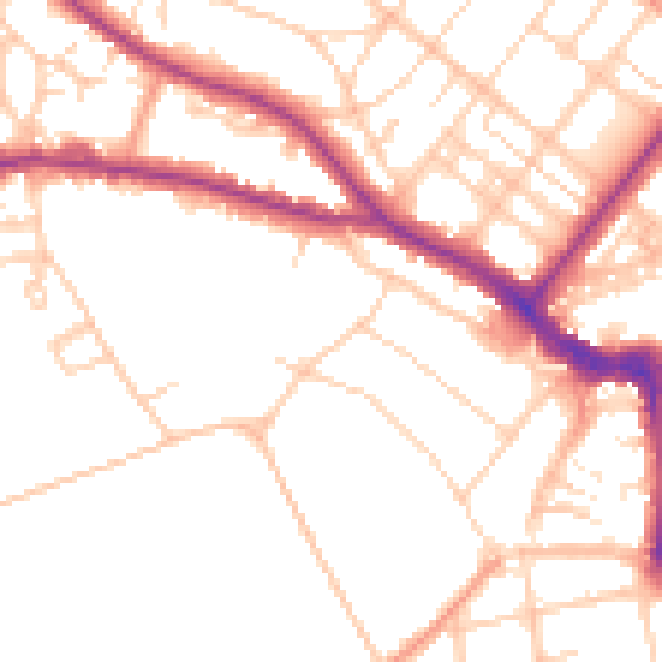 Daytime road noise heatmap for BN21 1DW