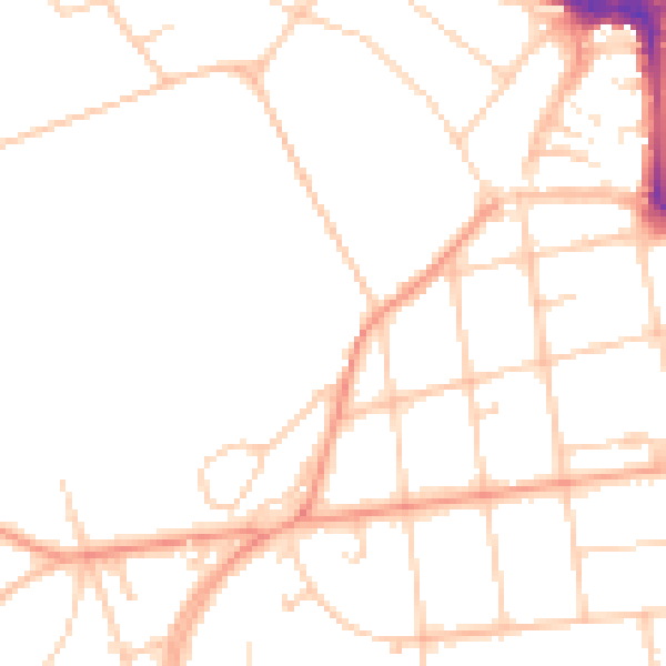 Daytime road noise heatmap for BN21 1DZ