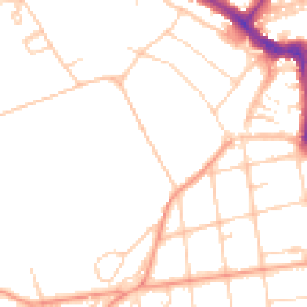 Daytime road noise heatmap for BN21 1EB