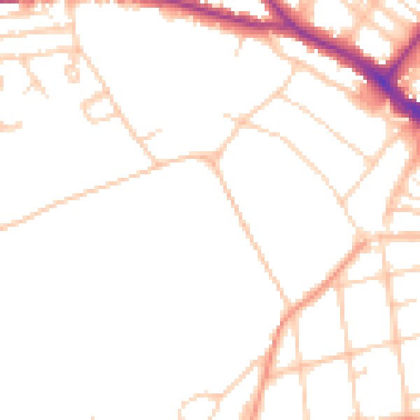 Daytime road noise heatmap for BN21 1EE