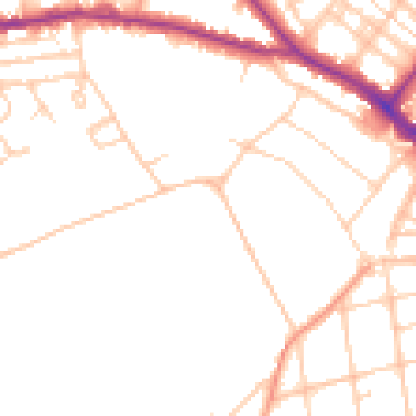 Daytime road noise heatmap for BN21 1EF