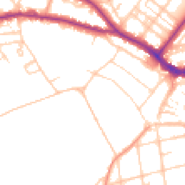 Daytime road noise heatmap for BN21 1EG