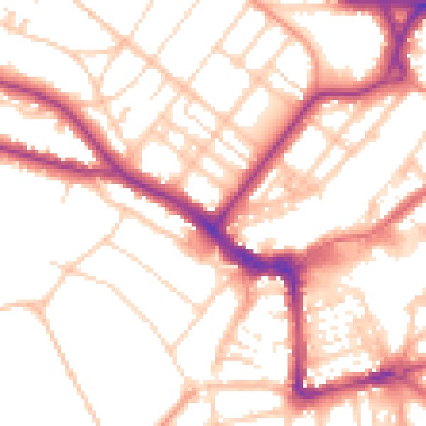 Daytime road noise heatmap for BN21 1EL