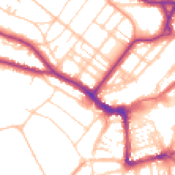 Daytime road noise heatmap for BN21 1EN