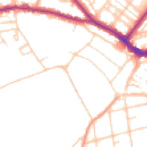Daytime road noise heatmap for BN21 1EQ