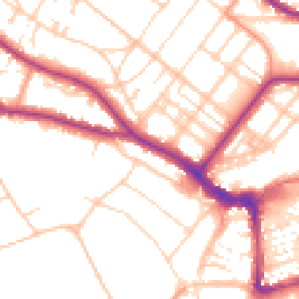 Daytime road noise heatmap for BN21 1ET