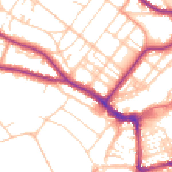 Daytime road noise heatmap for BN21 1EU