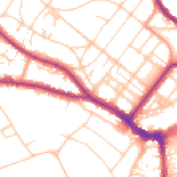 Daytime road noise heatmap for BN21 1EX