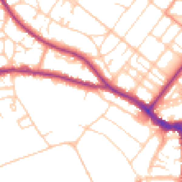 Daytime road noise heatmap for BN21 1HA