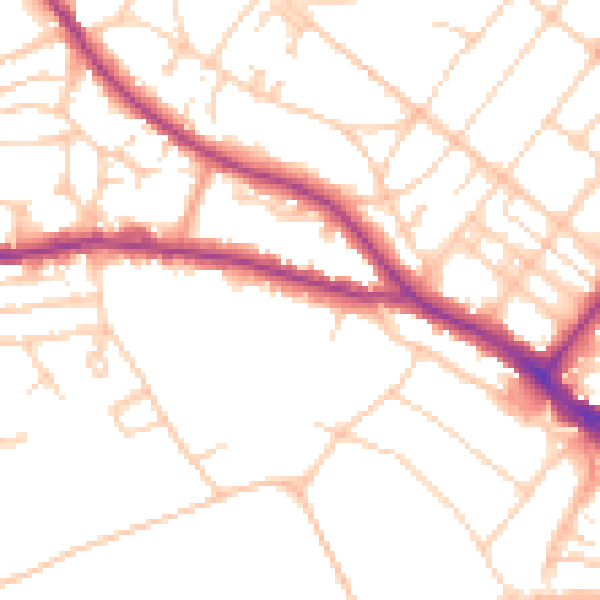 Daytime road noise heatmap for BN21 1HB