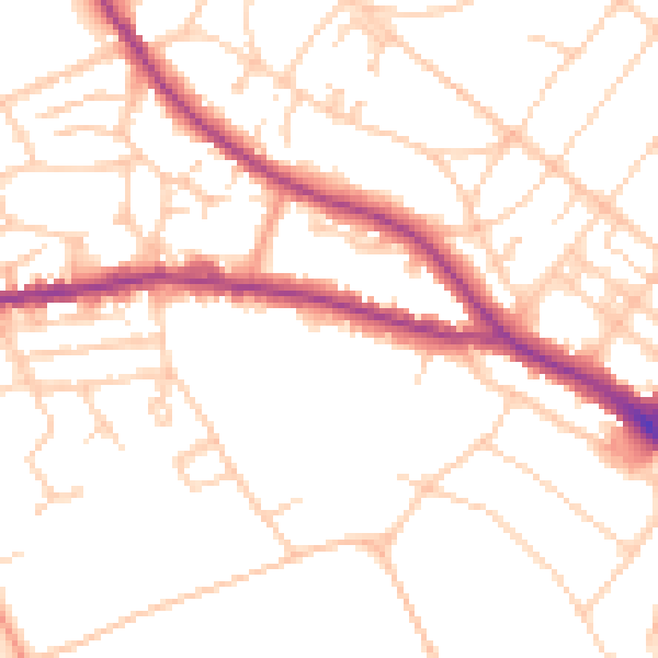 Daytime road noise heatmap for BN21 1HF
