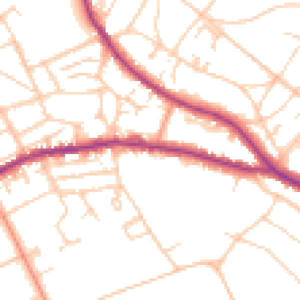 Daytime road noise heatmap for BN21 1HG