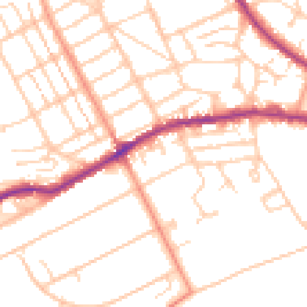 Daytime road noise heatmap for BN21 1HL