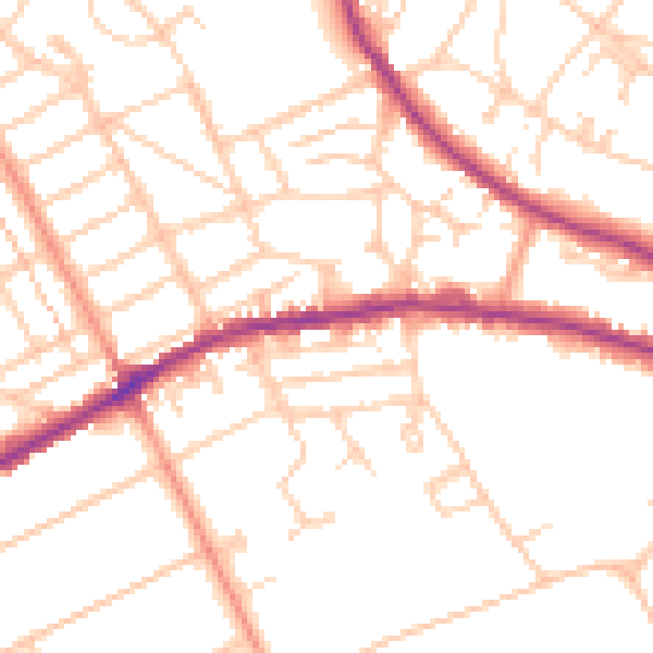 Daytime road noise heatmap for BN21 1HN