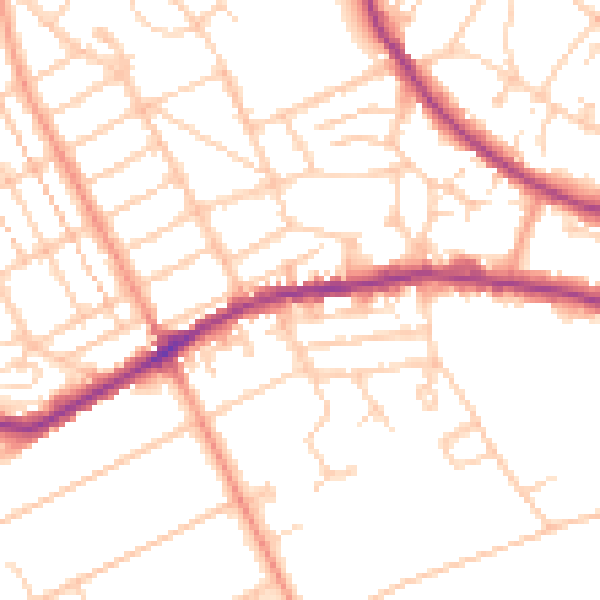 Daytime road noise heatmap for BN21 1HP