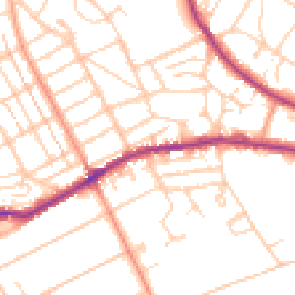 Daytime road noise heatmap for BN21 1HS