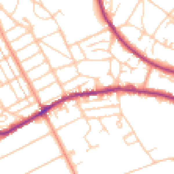 Daytime road noise heatmap for BN21 1HT